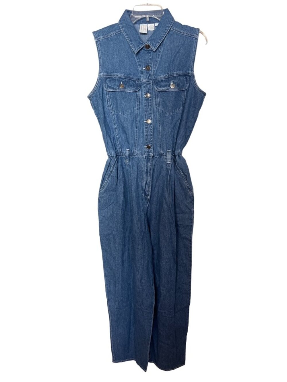 CW Clifford & Wills Vintage Denim Button Down Jumpsuit in Jean 14 Womens